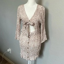 Faithfull The Brand Women's Tie Front Mini Dress Size 4 Gauzy Ditzy