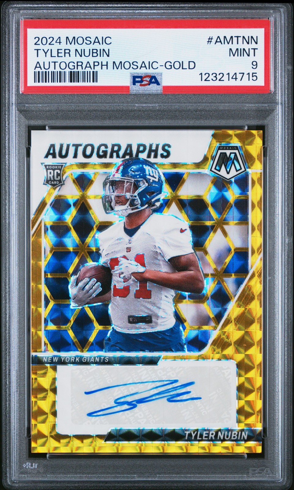 Tyler Nubin Panini Mosaic Autographs Mosaic #AMTNN Gold