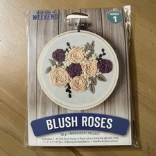 Leisure Arts Embroidery Kit 4" Blush Rose- Embroidery Kit Complete Sealed