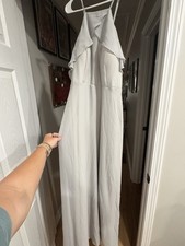 Birdy Grey Jules Dress Size XXL Dove Gray Ruffle Halter Bridesmaid Chiffon