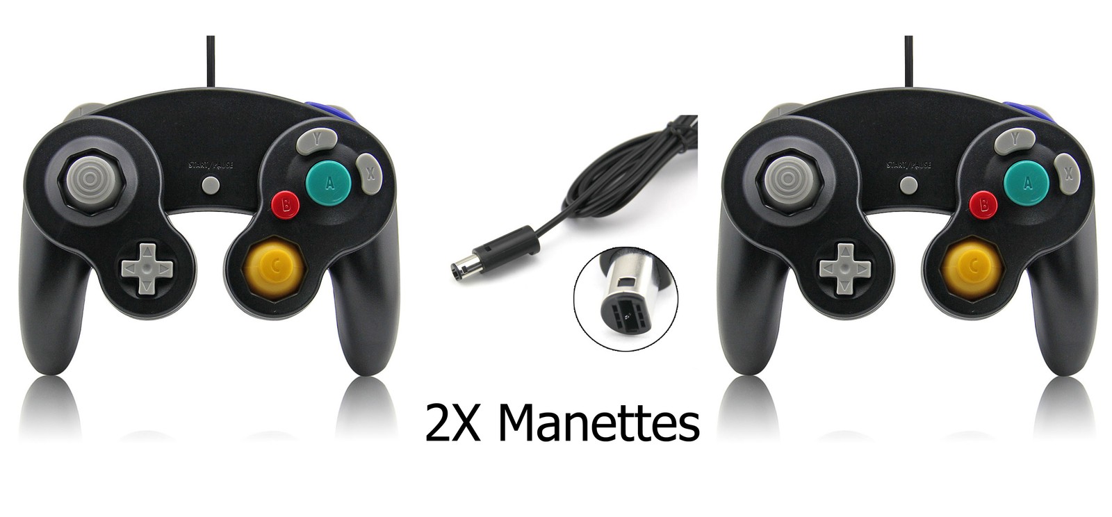 Manette GameCube noire résout le problème de piles pack de 2 pour console Wii
