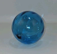 Vtg Blenko Glass Ball Net Float Orb Turquoise Blue #51s 3" Nice Optics