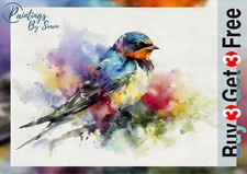 Swallow, Garden Bird 5"x7" Print on Matte Paper | Colourful Bird Wall Art