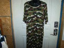 POOF!! Women's Green Gray Brown Camo Sheath Scoop Neck Short Slv  Dress XL  NWT