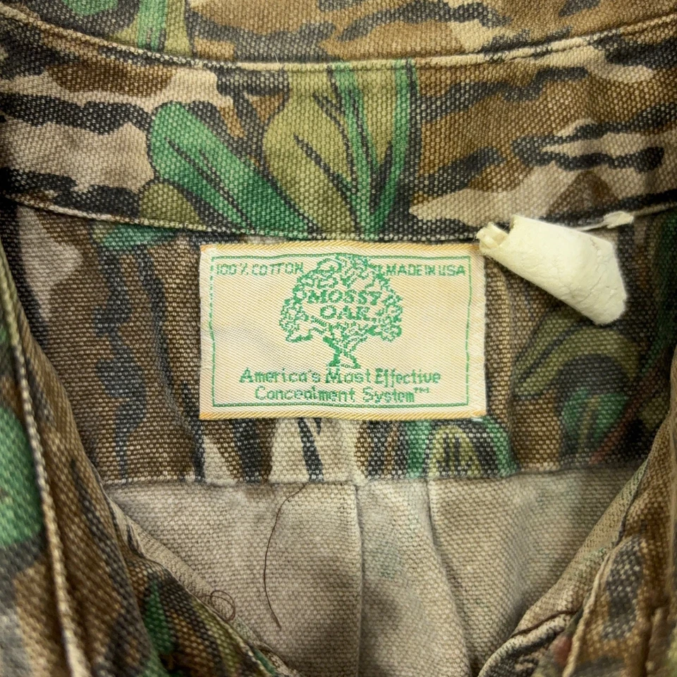 Vtg Mossy Oak Shirt Mens XXL Greenleaf Camo Button Down Heavy Shacket USA Made - Image 2 of 4