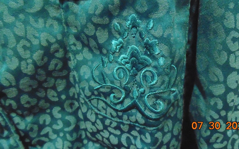 Conjunto de pijama Miss Elaine verde azulado dos piezas muesca superior pantalones salón -mujeres M Foto 4 de 4