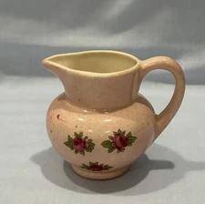 Lancaster & Sandland 2-1/4" Mini Jug/Pitcher/Creamer~Pink w/Red Roses ~ English