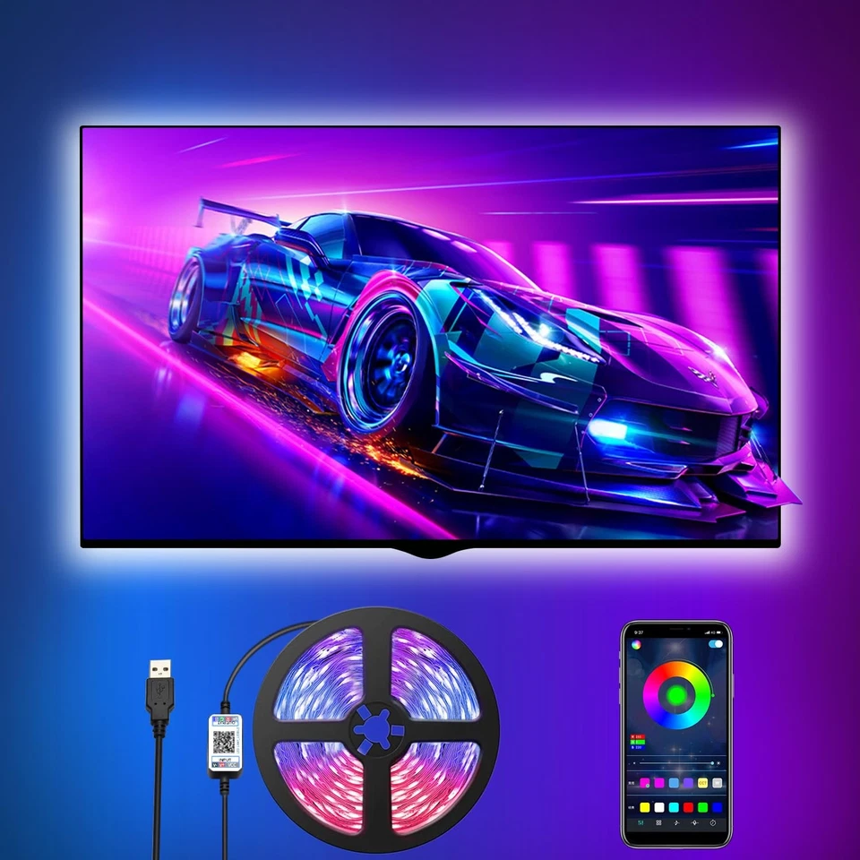 3M LED Strip Licht Streifen USB Backlight Bluetooth TV40-50 Inch APP Hintergrund