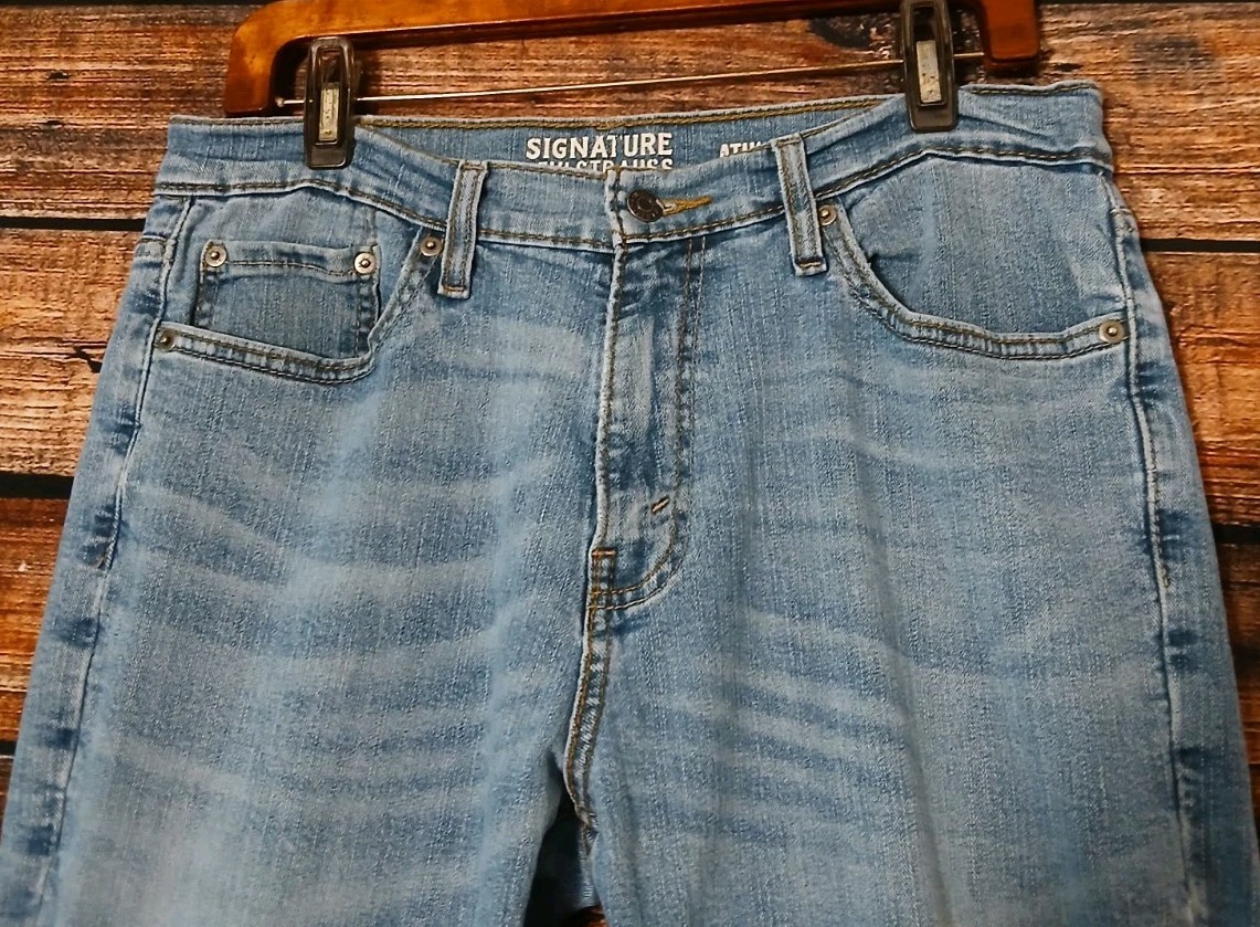 Signature Levi Strauss Jeans Mens 32X29 Athletic Fit Blue Denim Stretch Straight thumbnail 5