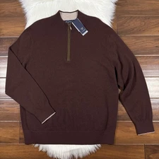 Daniel Cremieux Luxury Mens Size XL Brown 100% Cashmere 1/4 Quarter Zip Sweater