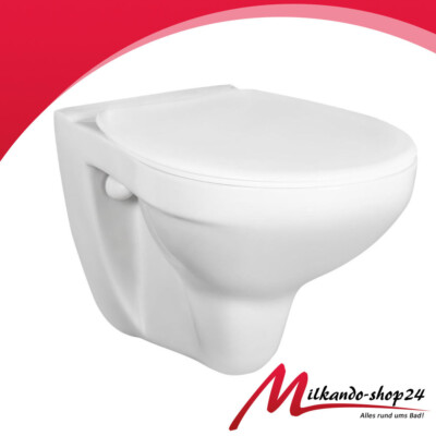 Raumspar WC Wand Toilette Hänge wc inkl. Wc Deckel  Weiß