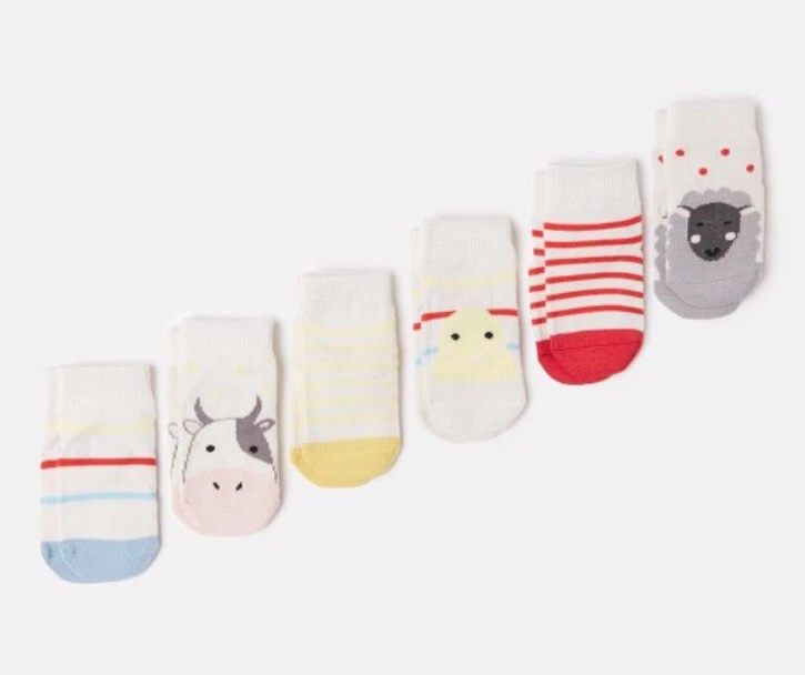 Joules Socks 6 Pack Set - Multi Animals - 0-6 months RRP- £19.95
Opens in a new window or tab