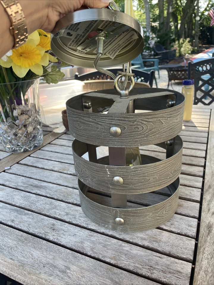 Gulliver 8-1/2 in 1-Light Graphite Chandelier Gray Wood Accents - Image 2 of 4