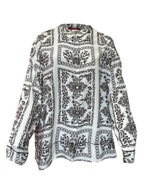 Marina Rinaldi Women's Bianco Balsa Viscose Button Down Shirt NWT