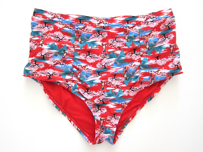 Hot Topic Disney Red Floral Mulan Princess High Rise Swim Bikini