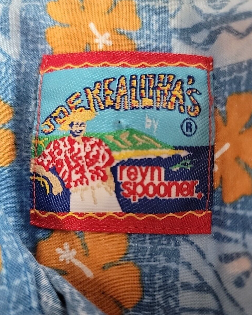 Reyn Spooner Joe Kealoha Shirt Hawaiian Size M Blue Orange