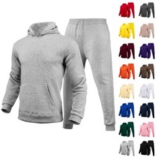 Mens Long Sleeve Casual Sweatsuit Men Athletic Hooded Sports Tracksuit Set