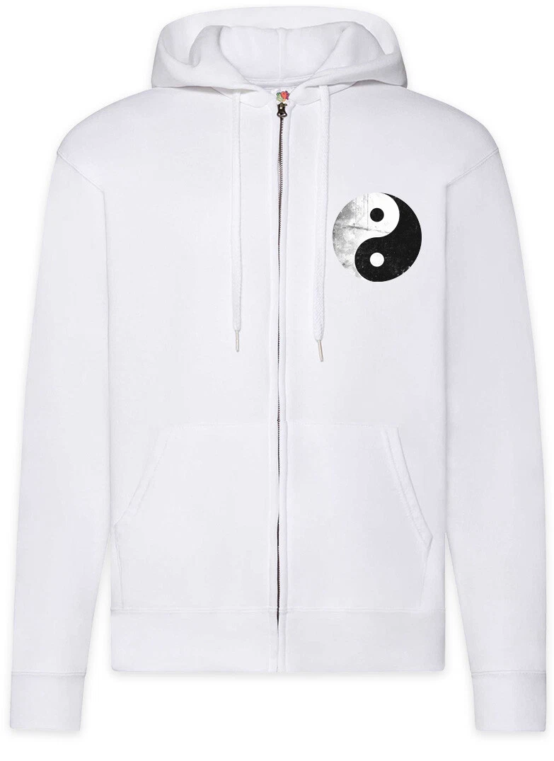 Yin Yang Vintage Logo Sign Zipper Hoodie China Symbol Black White Zeichen Asia