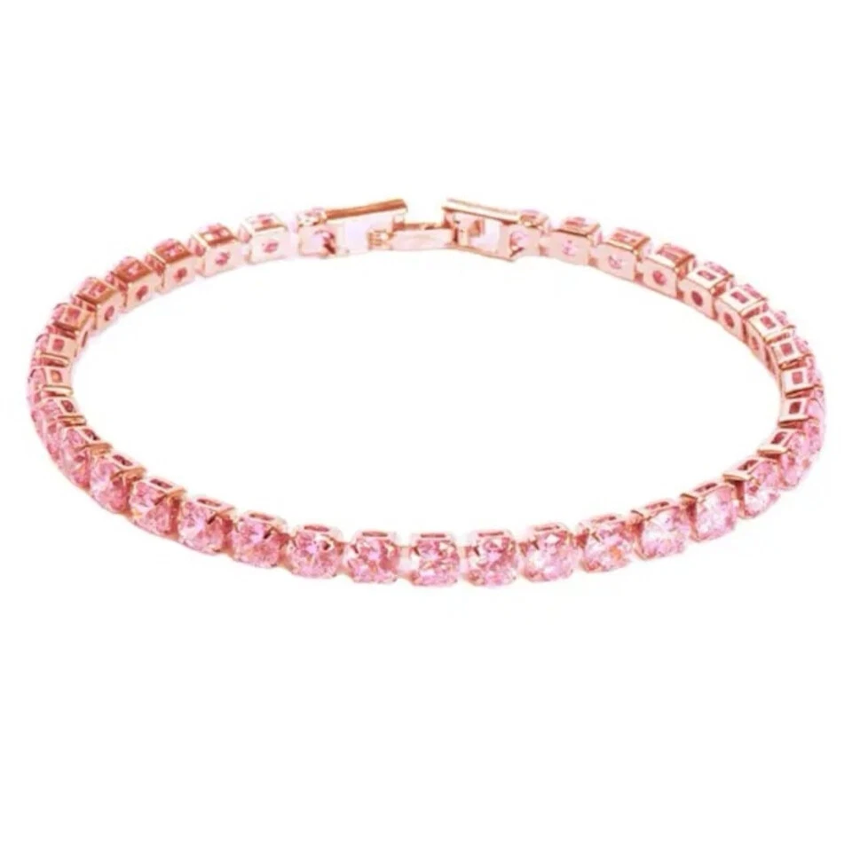 BRACCIALE DONNA IN ACCIAIO CON STELLA ROSA E CRISTALLI BIANCHI