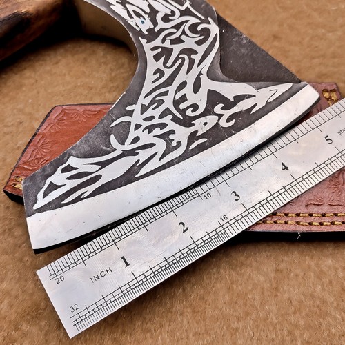 CUSTOM HAND FORGED Carbon Steel Viking VALHALLA Axe Tomahawk Throwing Axe IT-159 - Picture 11 of 15