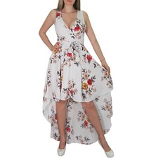 Damen Kleid Vokuhila Sommerkleid Cocktail Abend Party Strand Midikleid Blume