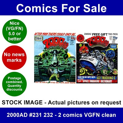 2000AD #231 232 - 2 comics VGFN clean