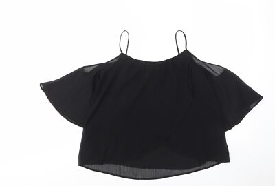 Lush Womens Black Polyester Blend T-Shirt Size S - Lined, Off shouder