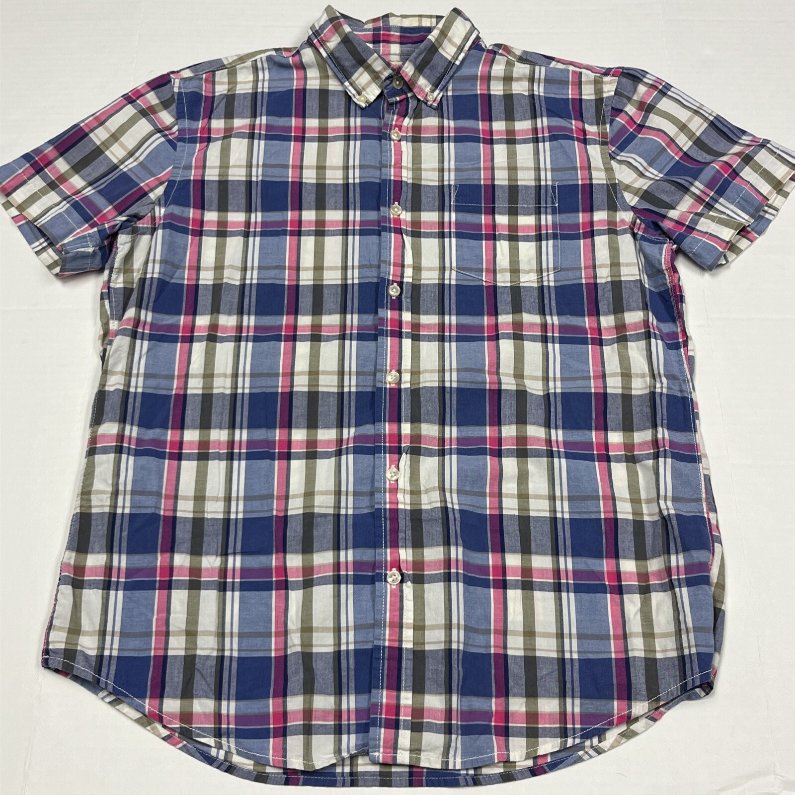 Sonoma Life & Style Button Down Shirt Men Large Colorful Plaid Regular Fit Class