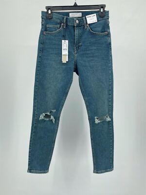 Topshop Jeans Blue Jamie Ankle Skinny fit rip Petite Women Sz 24 NEW NWT N159
