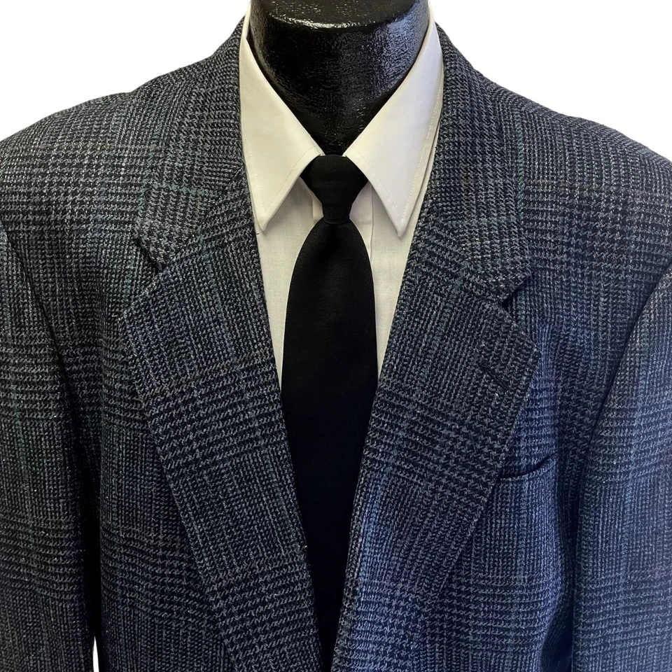 Abrigo Deportivo TROPICAL De Colección Para Hombre Azul Ventana Chaqueta 100% SEDA Blazer Foto 2 de 4