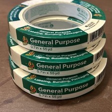 Lot 3 Duck Brand .7 in. x 60 yd. Beige General Purpose Masking Tape