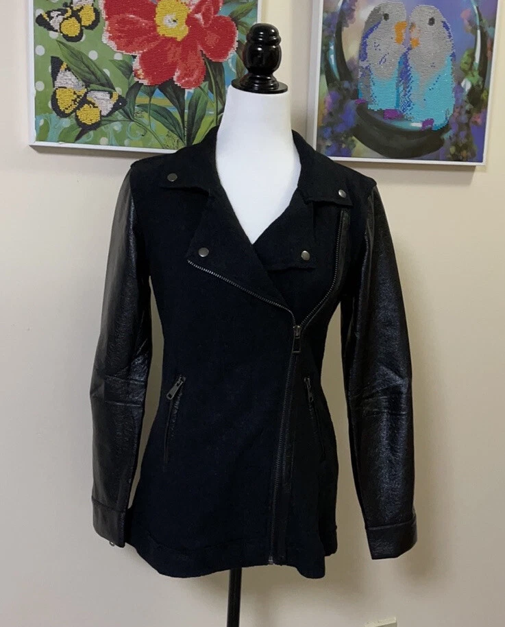 Chaqueta Moto Live a Little Negra Mezcla Lana Nueva Sin Etiquetas EE. UU. S Foto 3 de 4