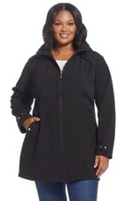 Gallery Woman 1x Nwt $200 Black Women's Rain Coat Jacket Hoodie Soft Shell
