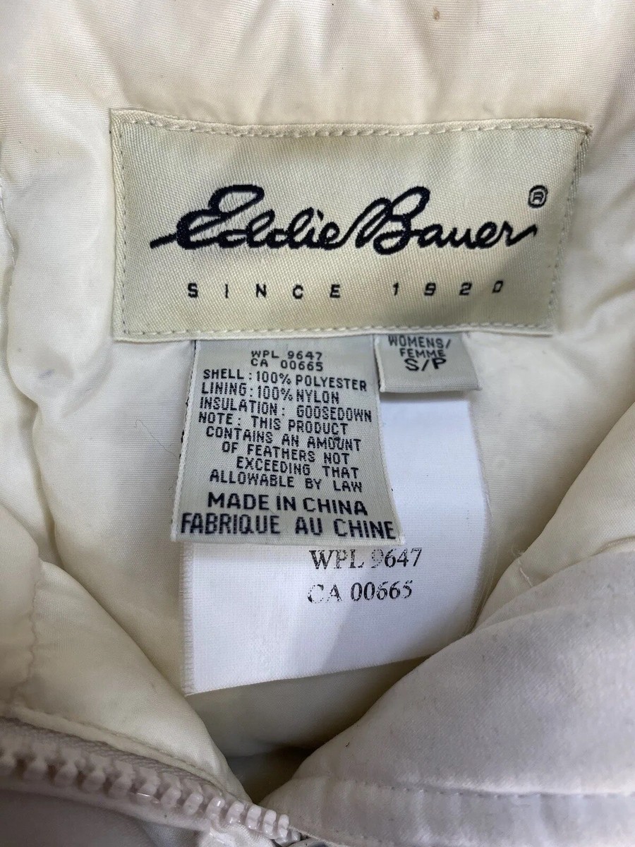 EDDIE BAUER White Premier Polar Parka GOOSE Down Fur Lined Hood