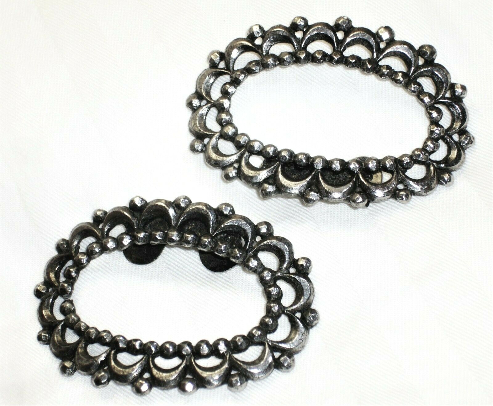 Vintage MUSI Shoe Clips Victorian Revival Silver Tone… Gem