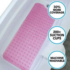 Pink Extra Long Bath Mat: 16"W x 39"L In-Tub Mat with Suction Cups