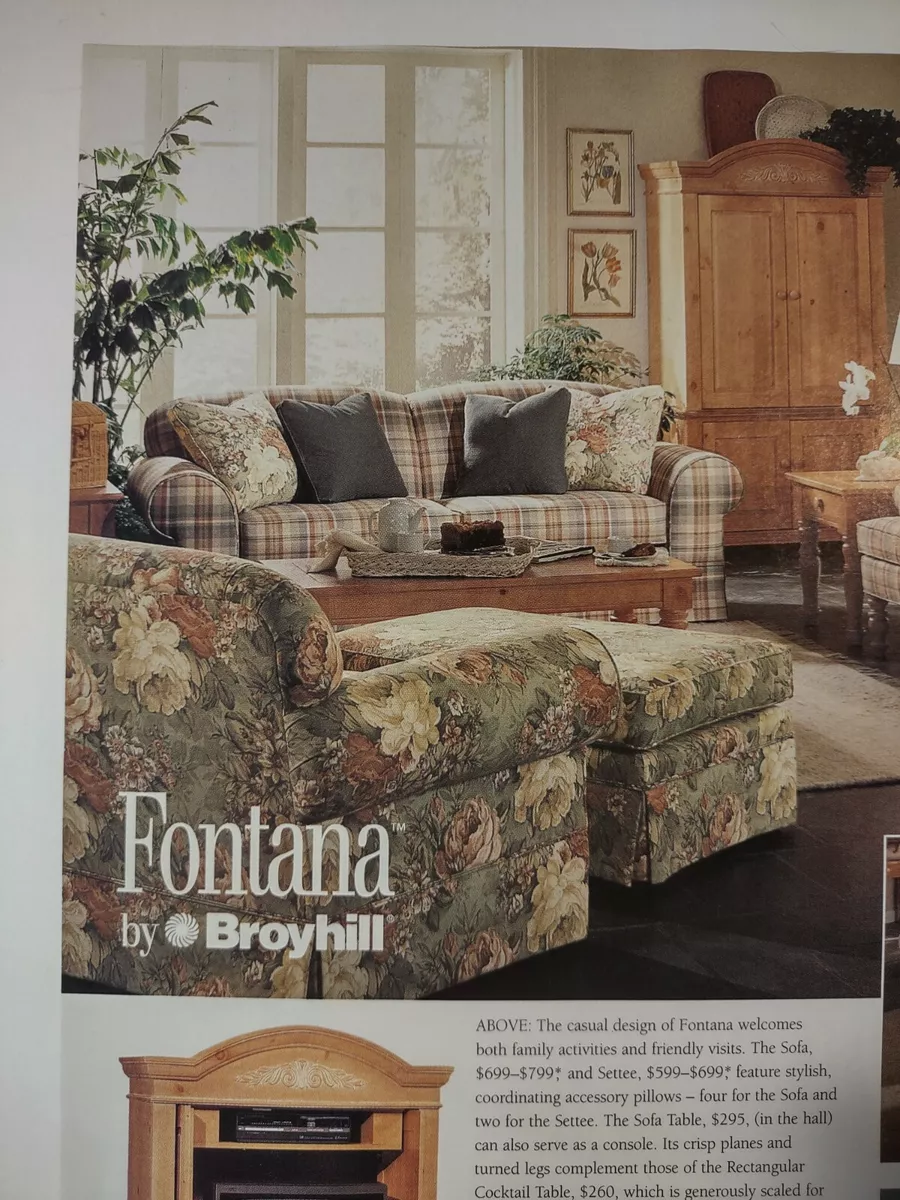 Broyhill Fontana Furniture Upholstery Living Room Vintage 1990s Print Ad
