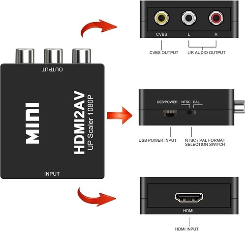 HDMI To RCA AV Adapter Converter Cable CVBS 3RCA 1080P Composite Video Audio - Picture 5 of 11