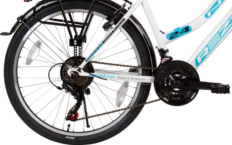 24 Zoll Fahrrad Mädchenfahrrad Kinderfahrrad Damen City Bike Weiss türkis - Bild 3 von 4