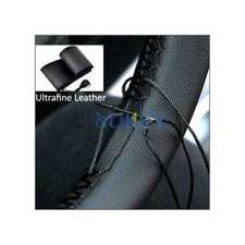 Lenkradbezug Leder SCHWARZ Lenkradhülle Lenkradschoner / Ø 37-39 zum Schnüren DE