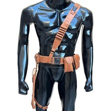 Mandalorian Brown Leather Holster Hunting Belt Solider Straps, Belt Leg Pack