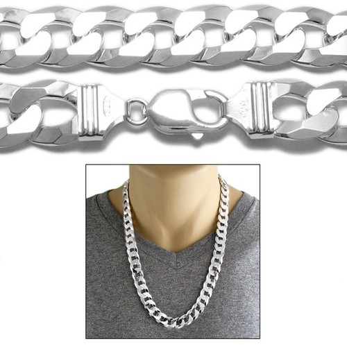 Solid Cuban Curb Chain Necklace 13mm 