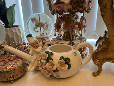 Seltene süße Vintage ESD Japan Pixie Fee Nymphe Blumen Sammler Gießkanne