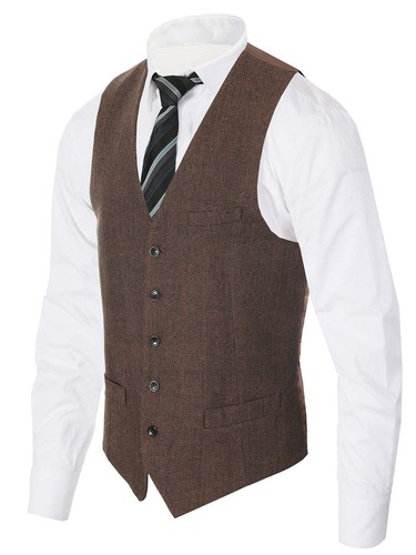 Herren formelles Tweed Weste passend für Business oder Freizeit Kleid 6 Knöpfe individuell #VS-953 - Bild 2 von 3