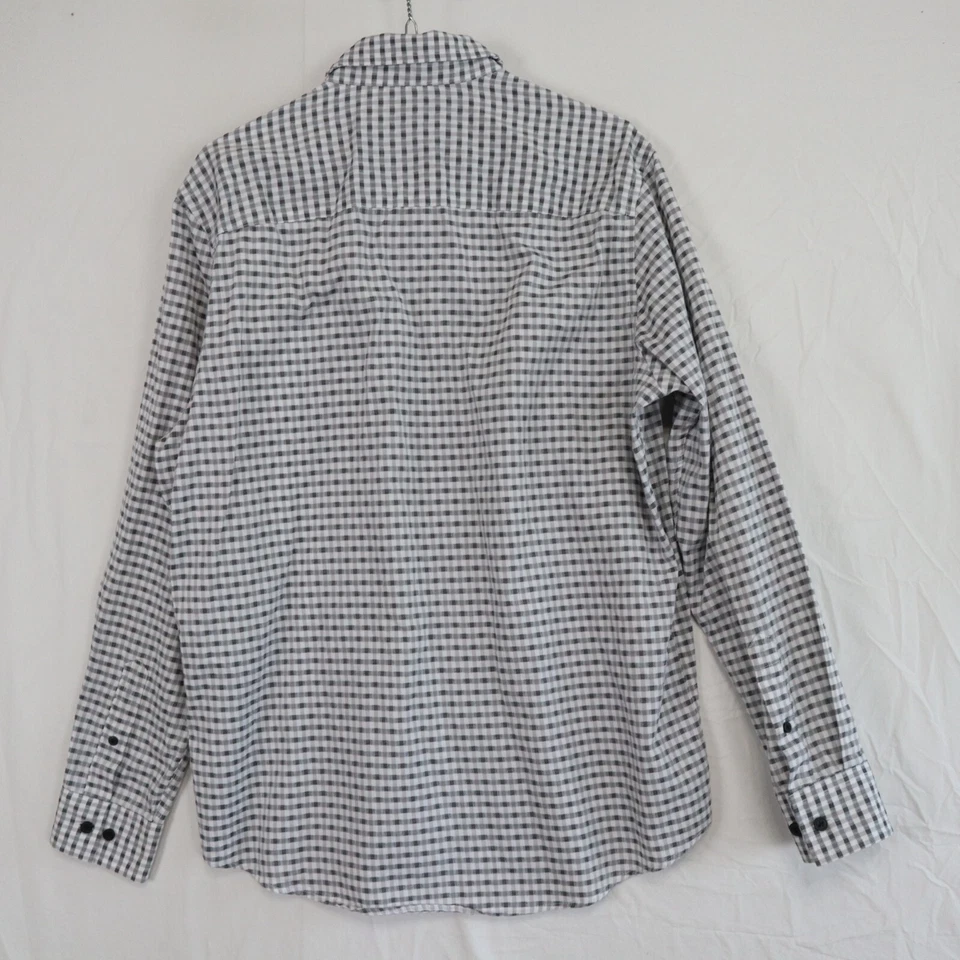 Alfani Shirt Mens Medium Business Casual Button Up Gray Plaid Long Sleeve - Image 2 of 4