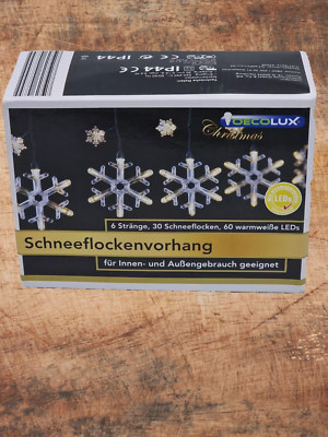 DecoLux Christmas Schneeflocken Vorhang, 6 Stränge 30 Schneeflocken NEU