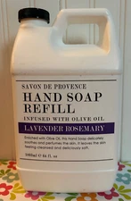 LAVENDER ROSEMARY SAVON DE PROVENCE LIQUID HAND SOAP REFILL 64 OZ with OLIVE OIL