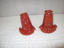 Pair of Hand Blown Glass Tulip Shades Red/white