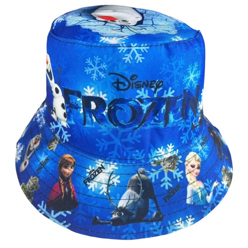 2 Disney Frozen Child Toddler Bucket Hat Beach Shade Blue Anna Olaf - Picture 3 of 5