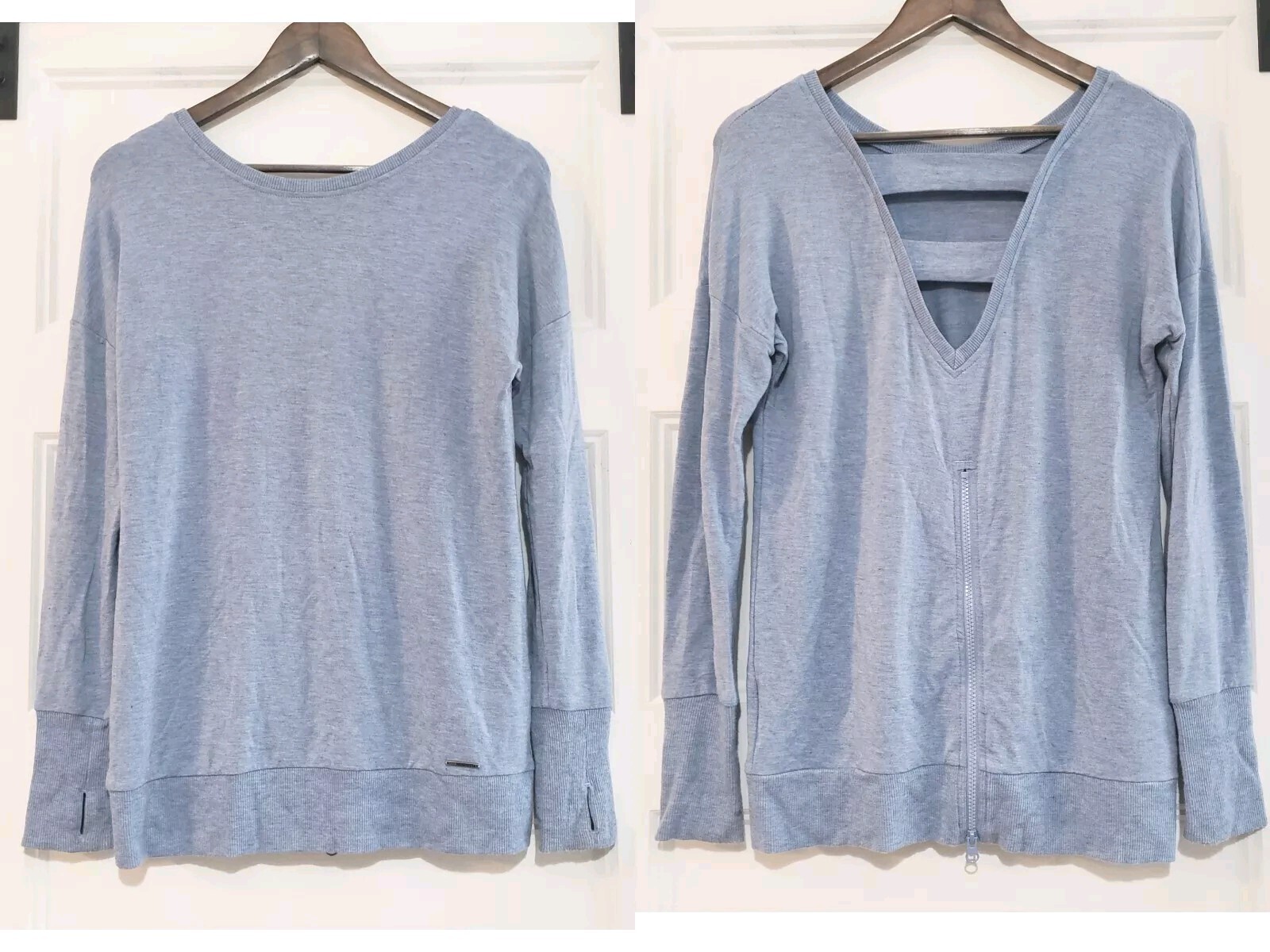 Mondetta Open Zip Back Pullover Long Top Heather … - image 1